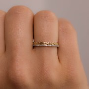 Złota Obrączka z Brylantami i Ozdobnym Splotem 0,13 ct