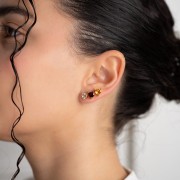 Złote Kolczyki Sztyfty Serce z Cytrynem