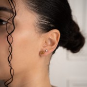 Złote Kolczyki Sztyfty Serce z Cytrynem