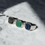 Sygnet z Dużym Obsydianem Silver