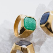 Sygnet z Dużym Awenturynem Gold