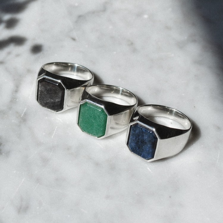 Sygnet z Dużym Awenturynem Silver