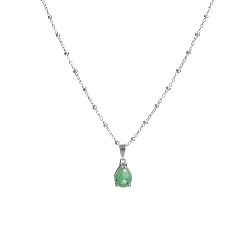 Naszyjnik Duża Łezka z Awenturynem Silver