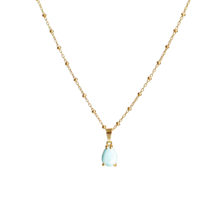 Naszyjnik Duża Łezka z Larimarem Gold