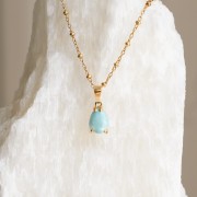 Naszyjnik Duża Łezka z Larimarem Gold