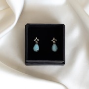 Kolczyki Star Duże Łezki z Larimarem Silver