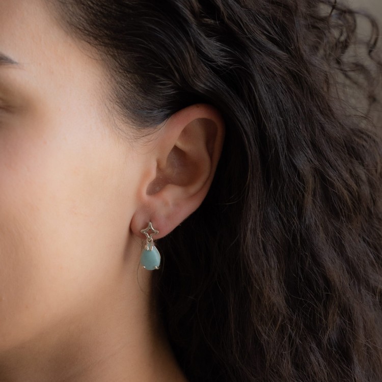 Kolczyki Star Duże Łezki z Larimarem Silver