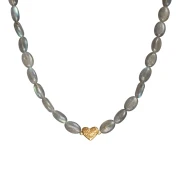 Choker z Serduszkiem i Labradorytem Gold