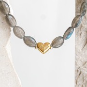 Choker z Serduszkiem i Labradorytem Gold