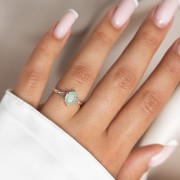 Pierścionek Hexagon z Agatem Miętowym Silver