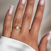 Pierścionek Hexagon z Agatem Miętowym Gold