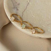 Pierścionek Hexagon z Agatem Miętowym Gold