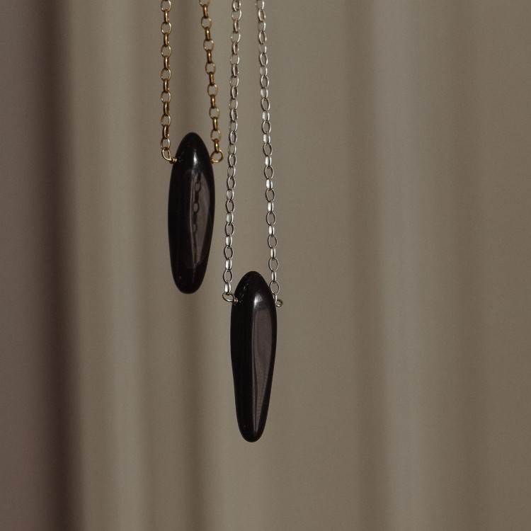 Naszyjnik z Podłużnym Onyksem Silver
