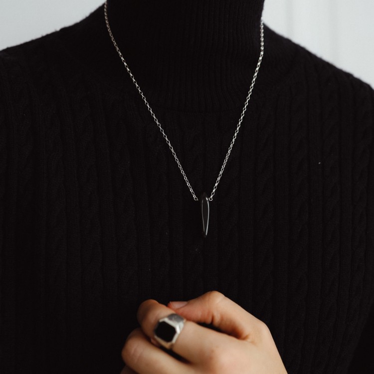 Naszyjnik z Podłużnym Onyksem Silver