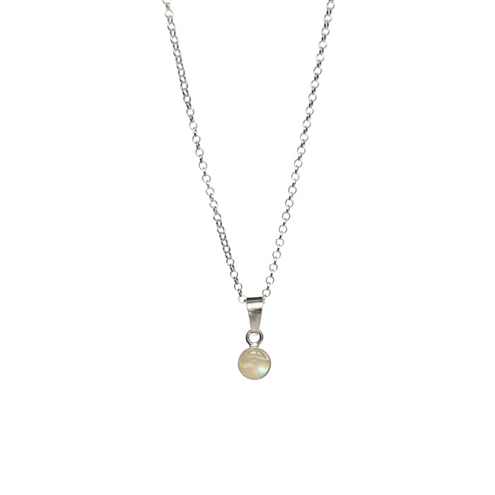 Naszyjnik Kamień Księżycowy Płaski 6mm Silver