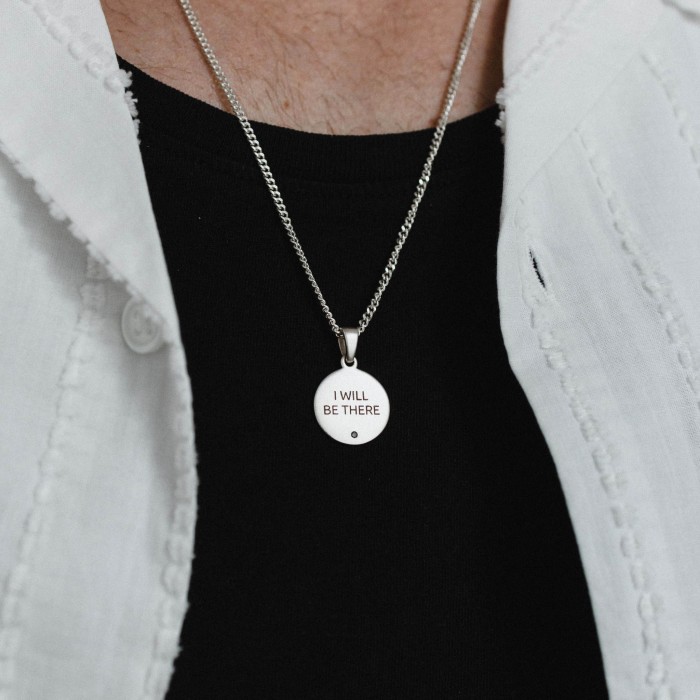 Personalizowany Naszyjnik Okrągły z Czarnym Diamentem