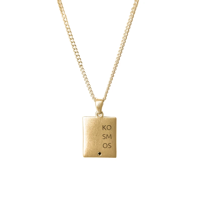 Personalizowany Naszyjnik Prostokątny z Czarnym Diamentem Gold
