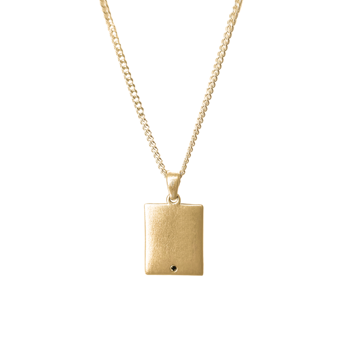 Personalizowany Naszyjnik Prostokątny z Czarnym Diamentem Gold