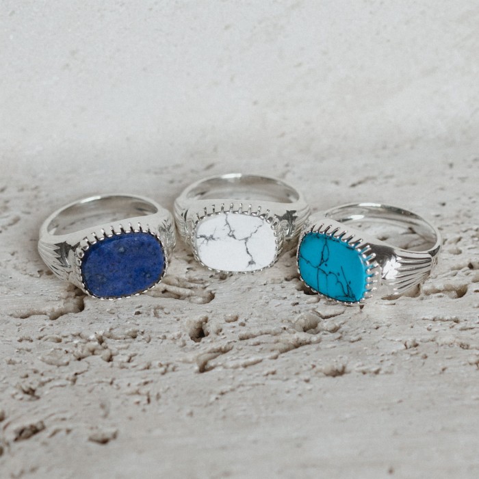 Sygnet z Dumortierytem Vintage Silver