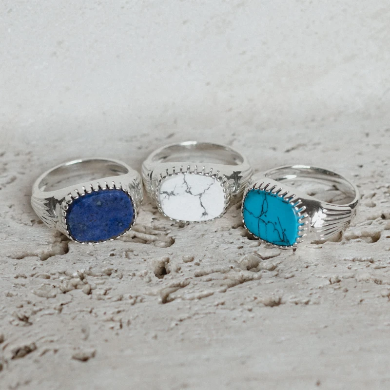 Sygnet z Dumortierytem Vintage Silver