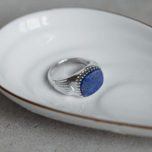 Sygnet z Dumortierytem Vintage Silver