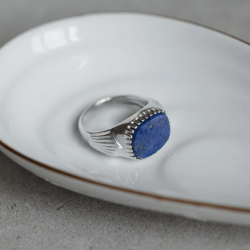 Sygnet z Dumortierytem Vintage Silver