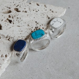 Sygnet z Dumortierytem Vintage Silver