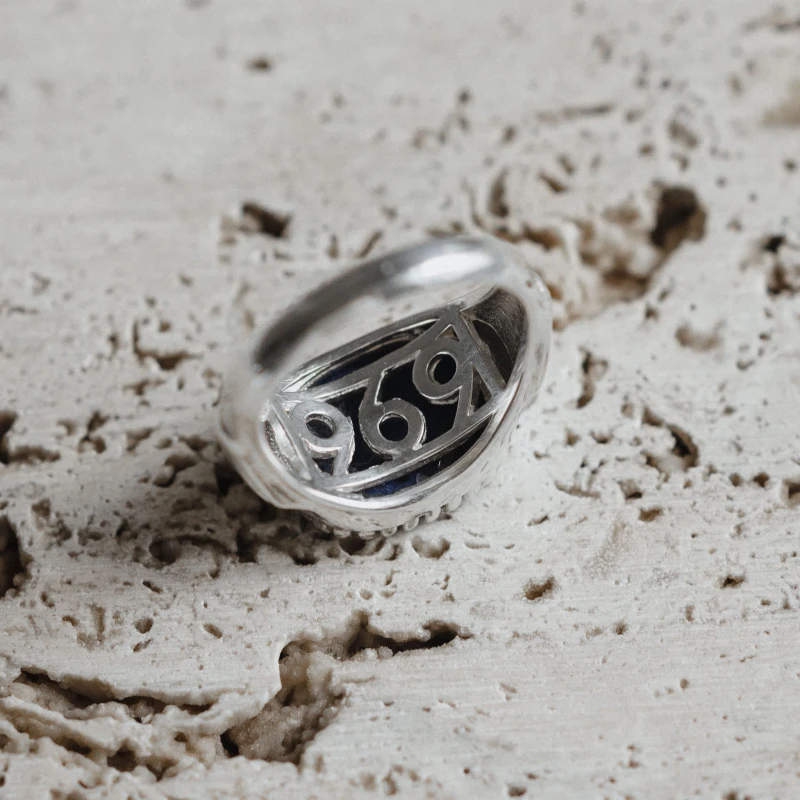 Sygnet z Dumortierytem Vintage Silver