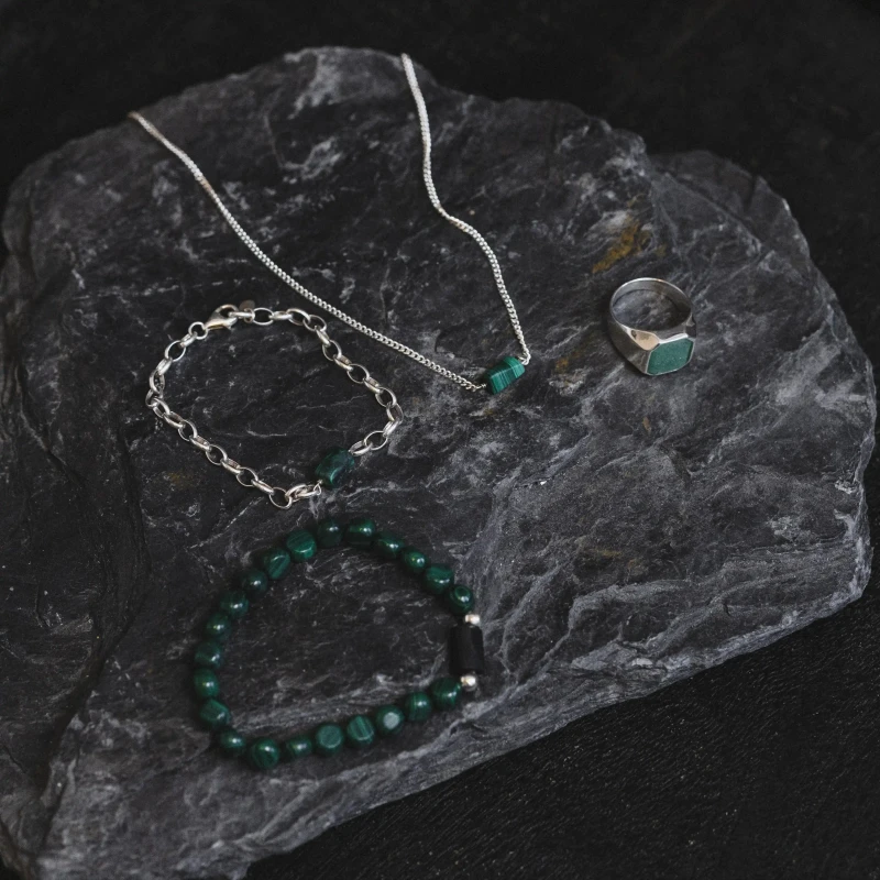 Bransoletka z Malachitem Silver
