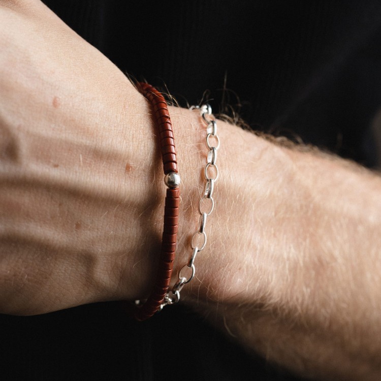 Bransoletka Oponka Jaspis Silver