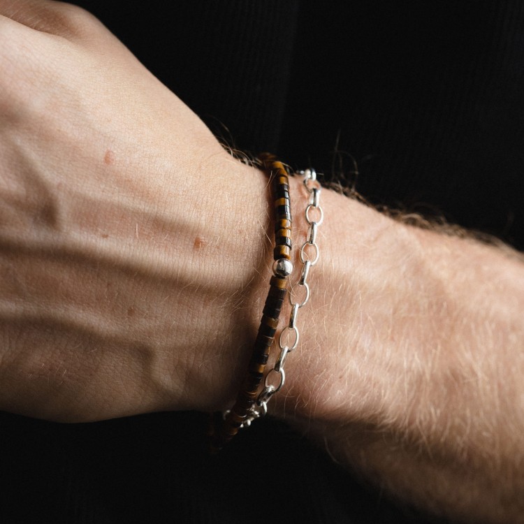 Bransoletka Oponka Tygrysie Oko Silver