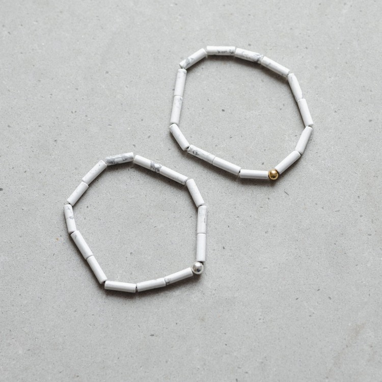 Bransoletka Rurka Howlit Biały Silver