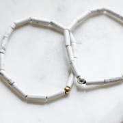 Bransoletka Rurka Howlit Biały Silver