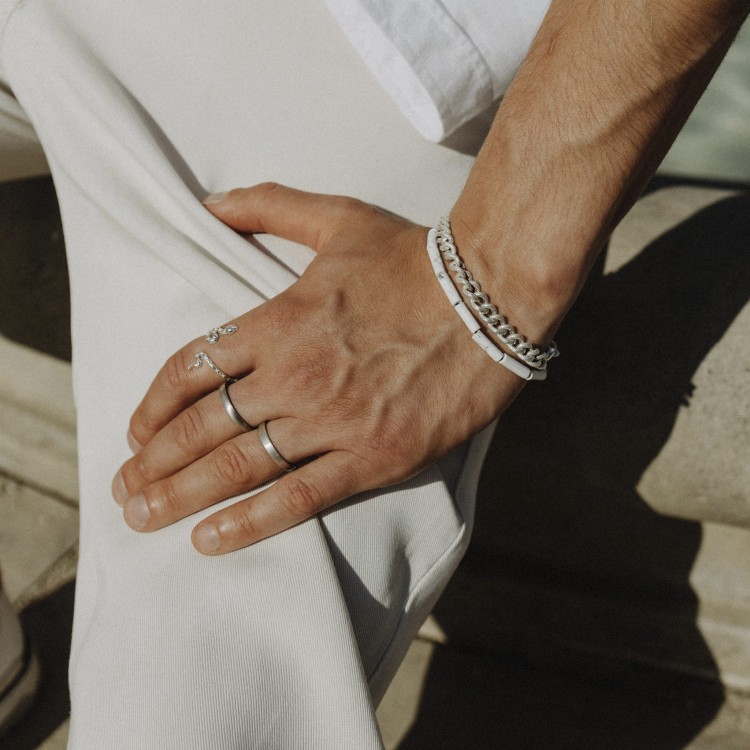 Bransoletka Rurka Howlit Biały Silver