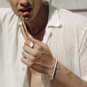 Bransoletka Rurka Howlit Biały Silver