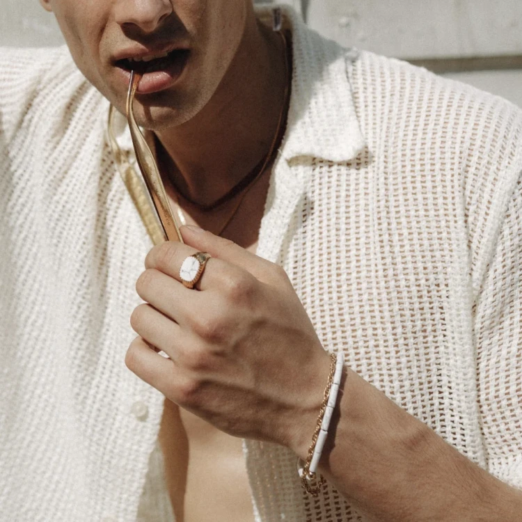 Bransoletka Rurka Howlit Biały Silver