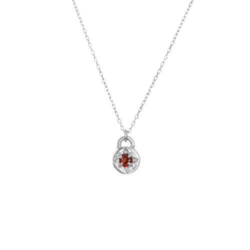 Naszyjnik Star Lock z Granatem Silver