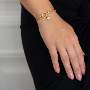 Bransoletka z Sercem i Minerałem Do Wyboru na Grubym Łańcuchu Gold