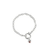 Bransoletka z Sercem i Minerałem Do Wyboru na Grubym Łańcuchu Silver