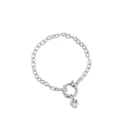 Bransoletka z Sercem i Minerałem Do Wyboru na Grubym Łańcuchu Silver
