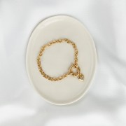 Bransoletka z Sercem i Minerałem Do Wyboru na Grubym Łańcuchu Gold