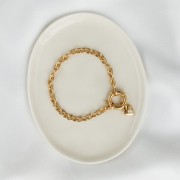 Bransoletka z Sercem i Minerałem Do Wyboru na Grubym Łańcuchu Gold