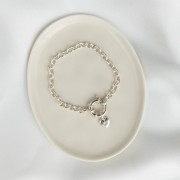 Bransoletka z Sercem i Minerałem Do Wyboru na Grubym Łańcuchu Silver