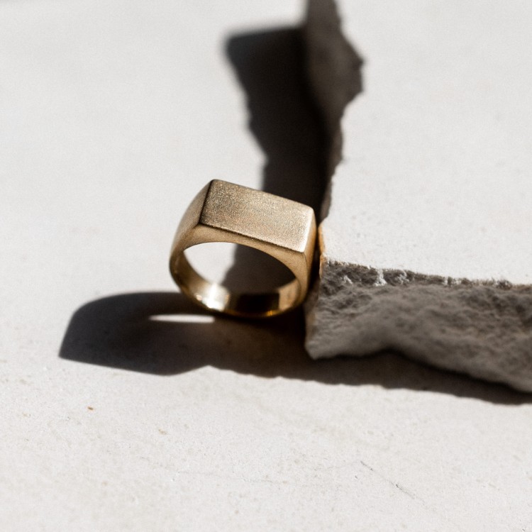 Złoty Sygnet Prostokąt Basic