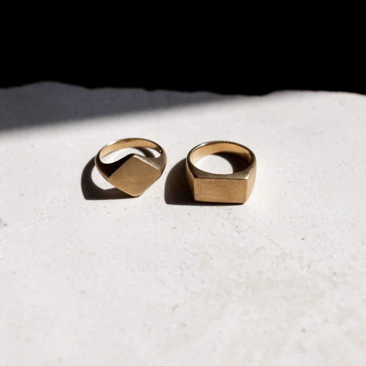 Złoty Sygnet Prostokąt Basic