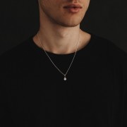 Naszyjnik Kamień Księżycowy Płaski 6mm Silver