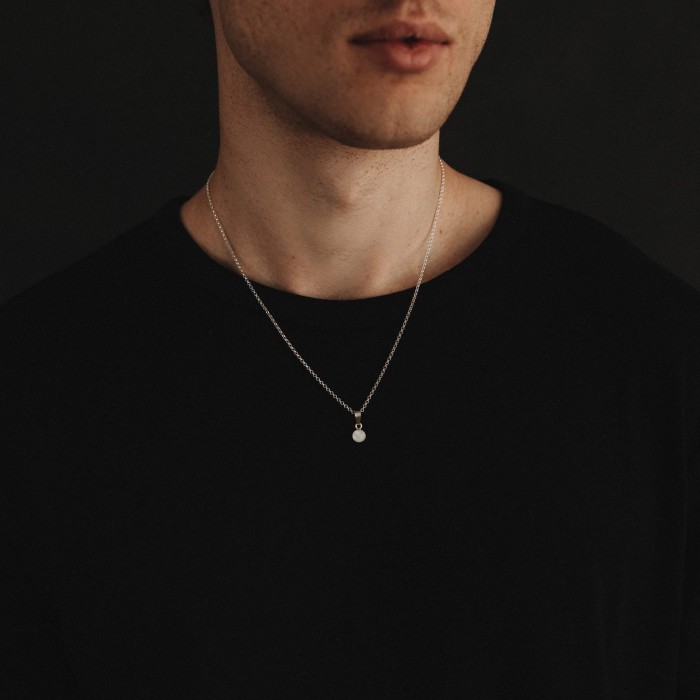 Naszyjnik Kamień Księżycowy Płaski 6mm Silver