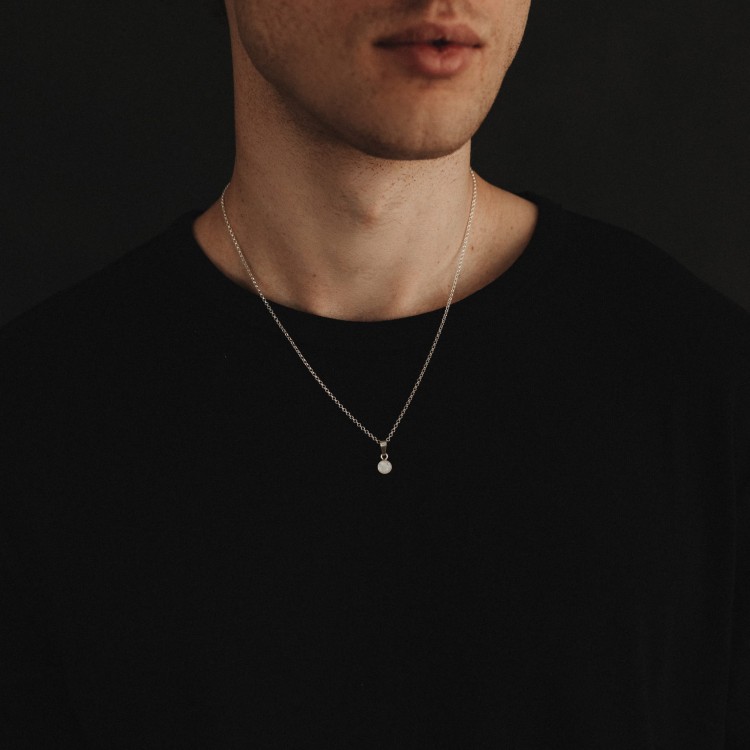 Naszyjnik Kamień Księżycowy Płaski 6mm Silver
