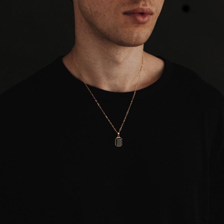 Naszyjnik z Prostokątnym Onyksem Gold