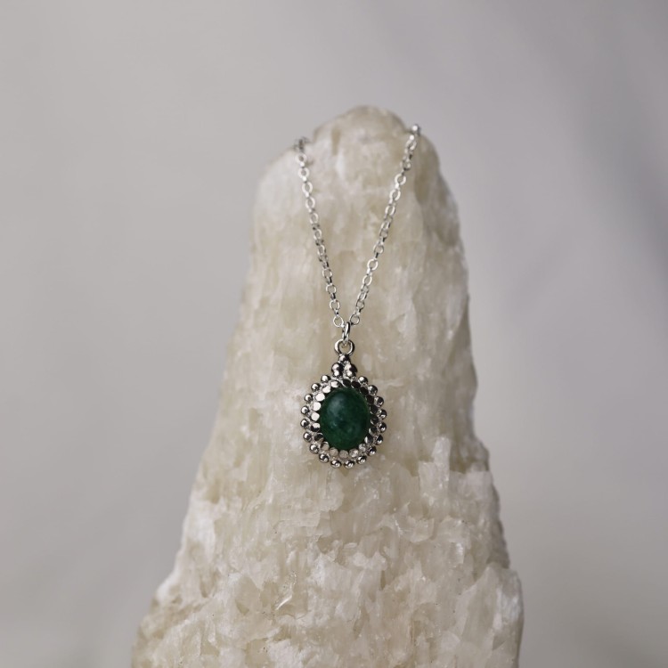 Naszyjnik w Stylu Vintage z Awenturynem Silver